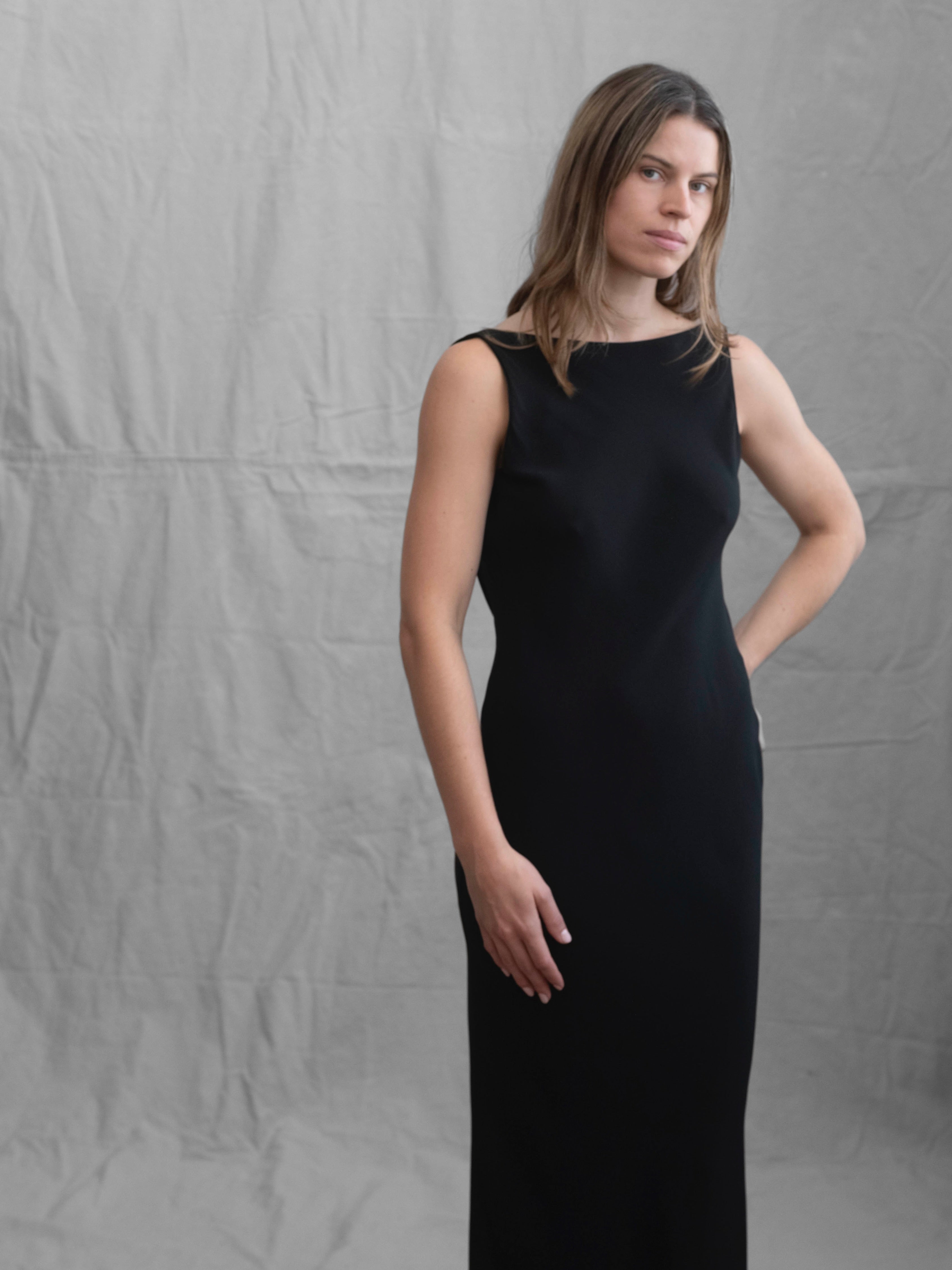 Richard Tyler Beaded Drape Satin Gown