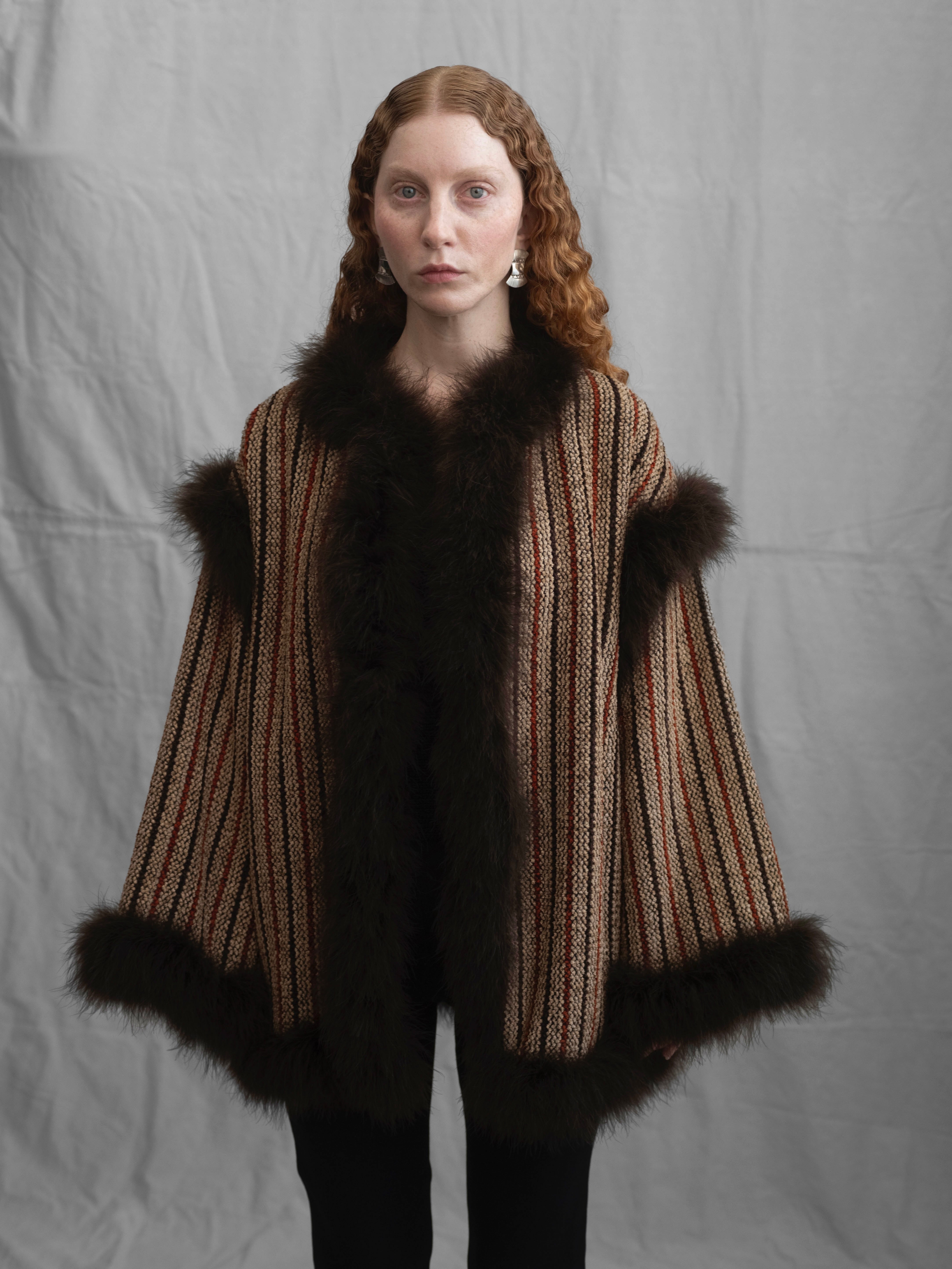 Christian Dior 1970s Marabou Swing Jacket