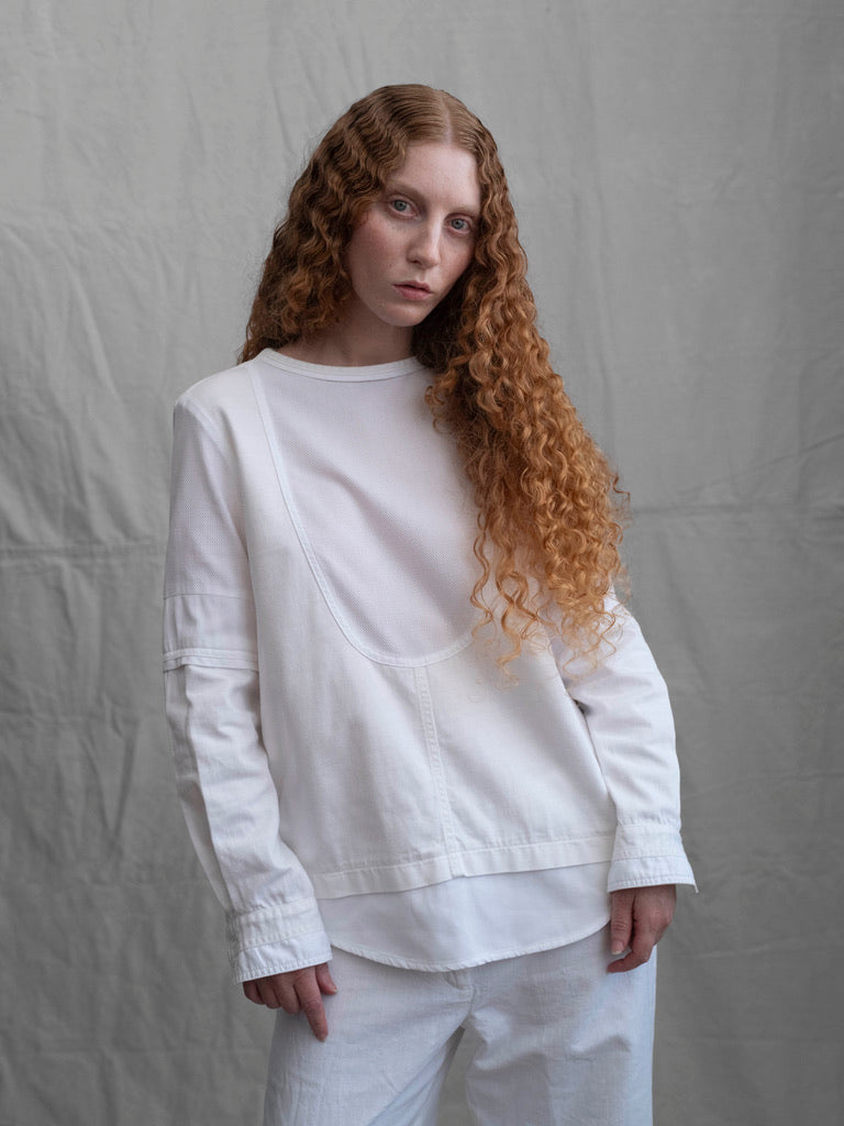 Chloé White Cotton Oxford Bib Shirt