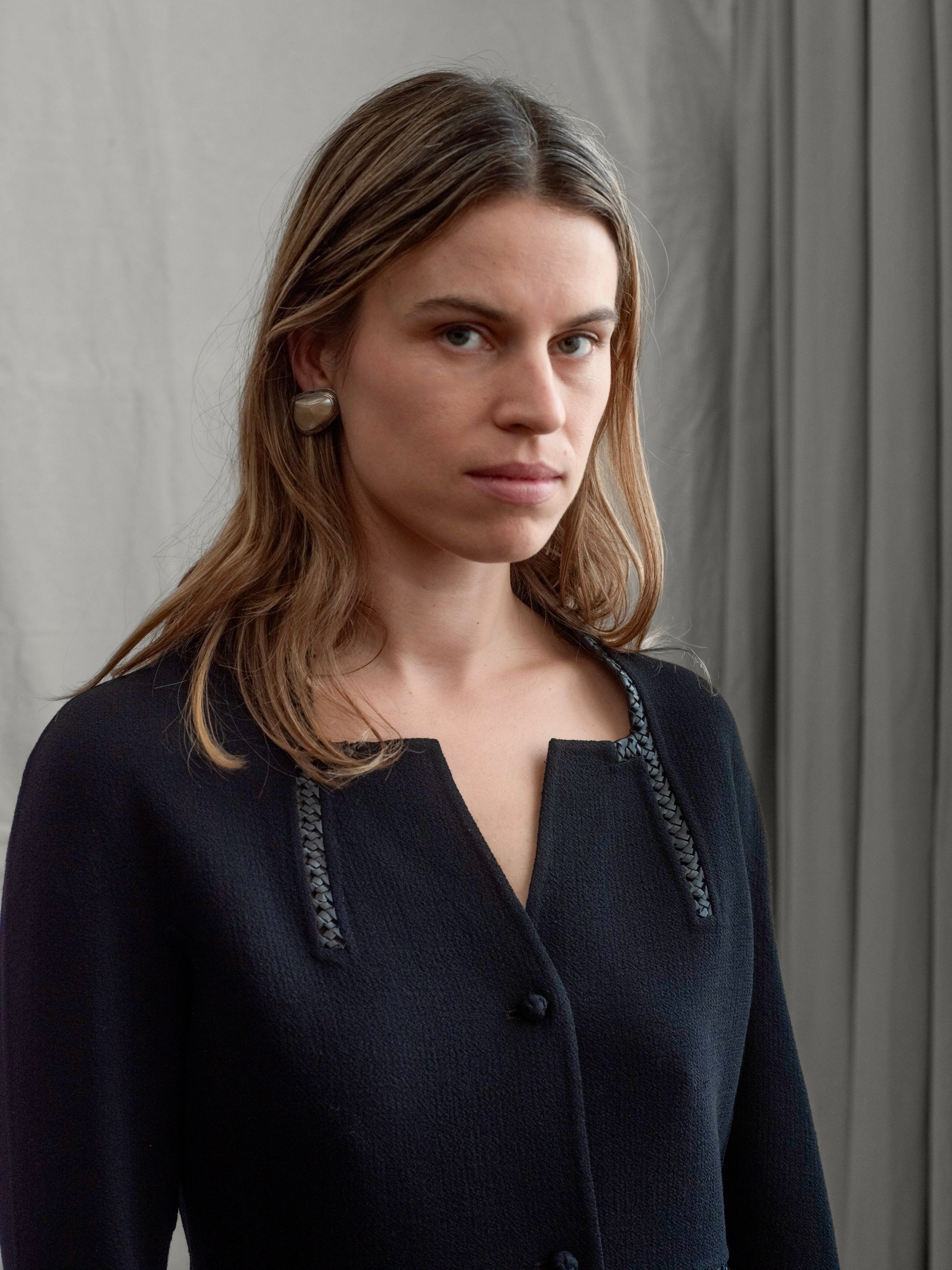 Chado Ralph Rucci Leather Trim Wool Jacket