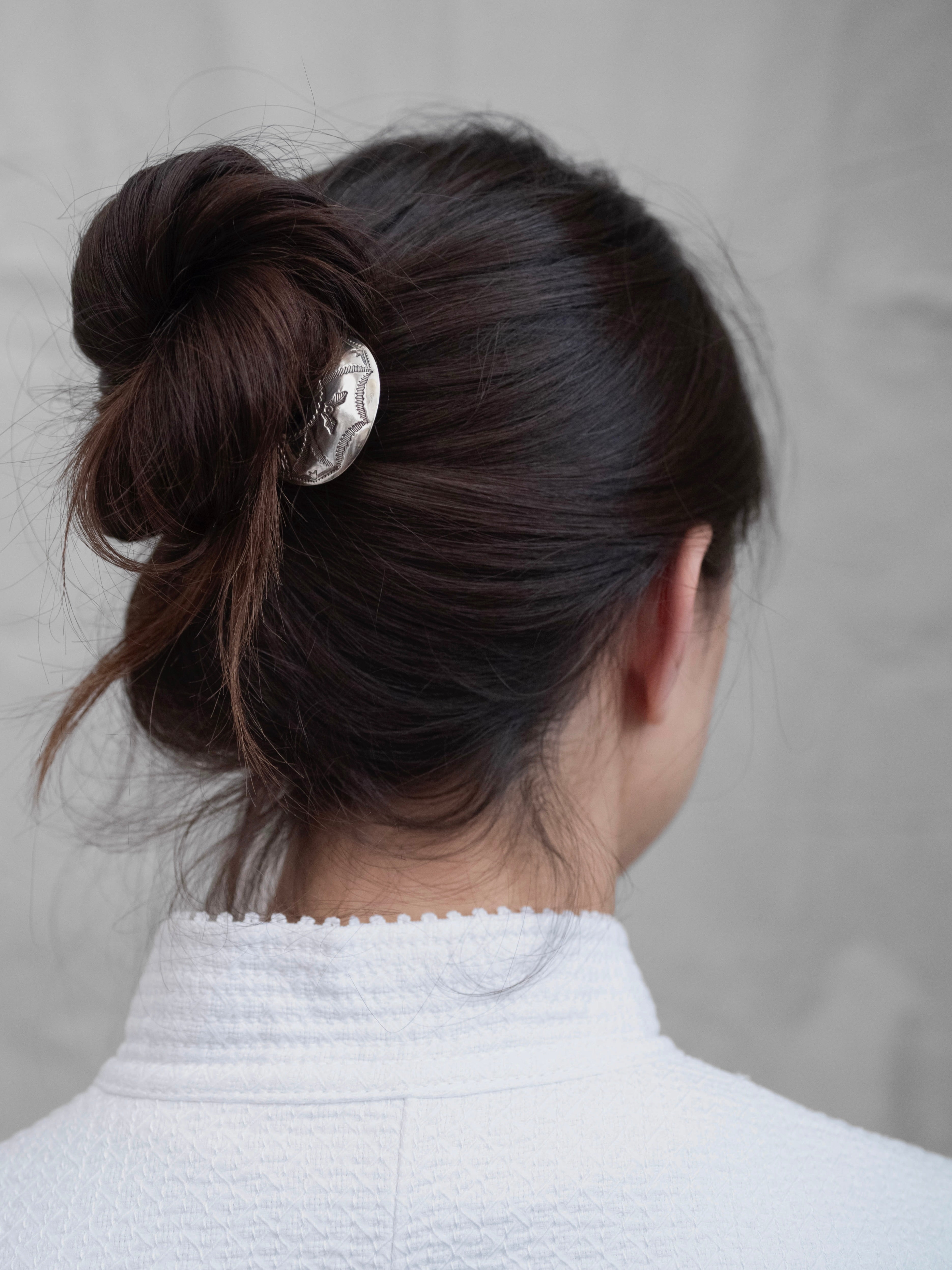 Sterling Silver Foliage Engraved Hair Ornament