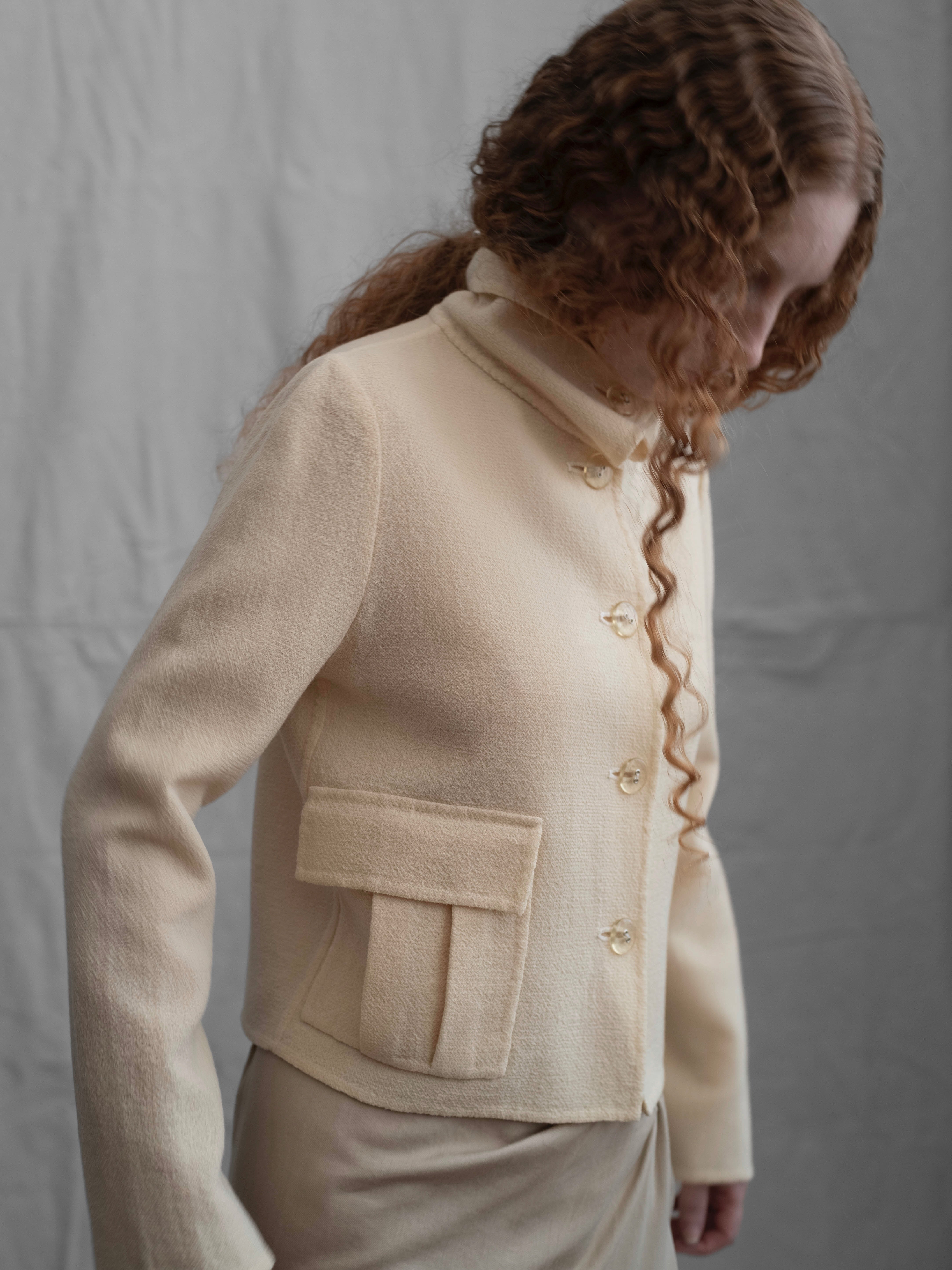 Bill Blass 1970s Ivory Cropped Wool Jacket