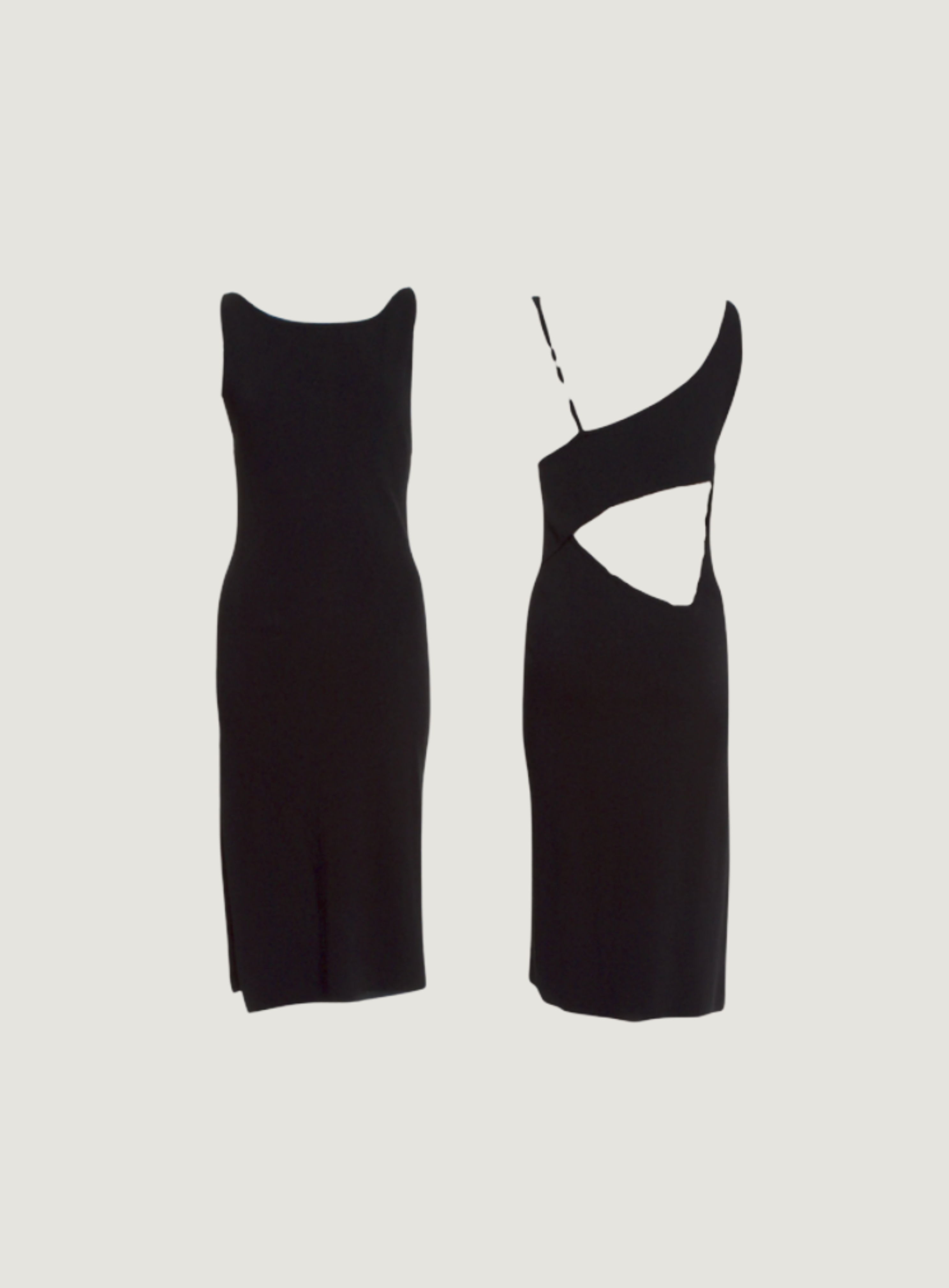 BACKLESS CUTOUT VISCOSE SHEATH DRESS C. 1990's