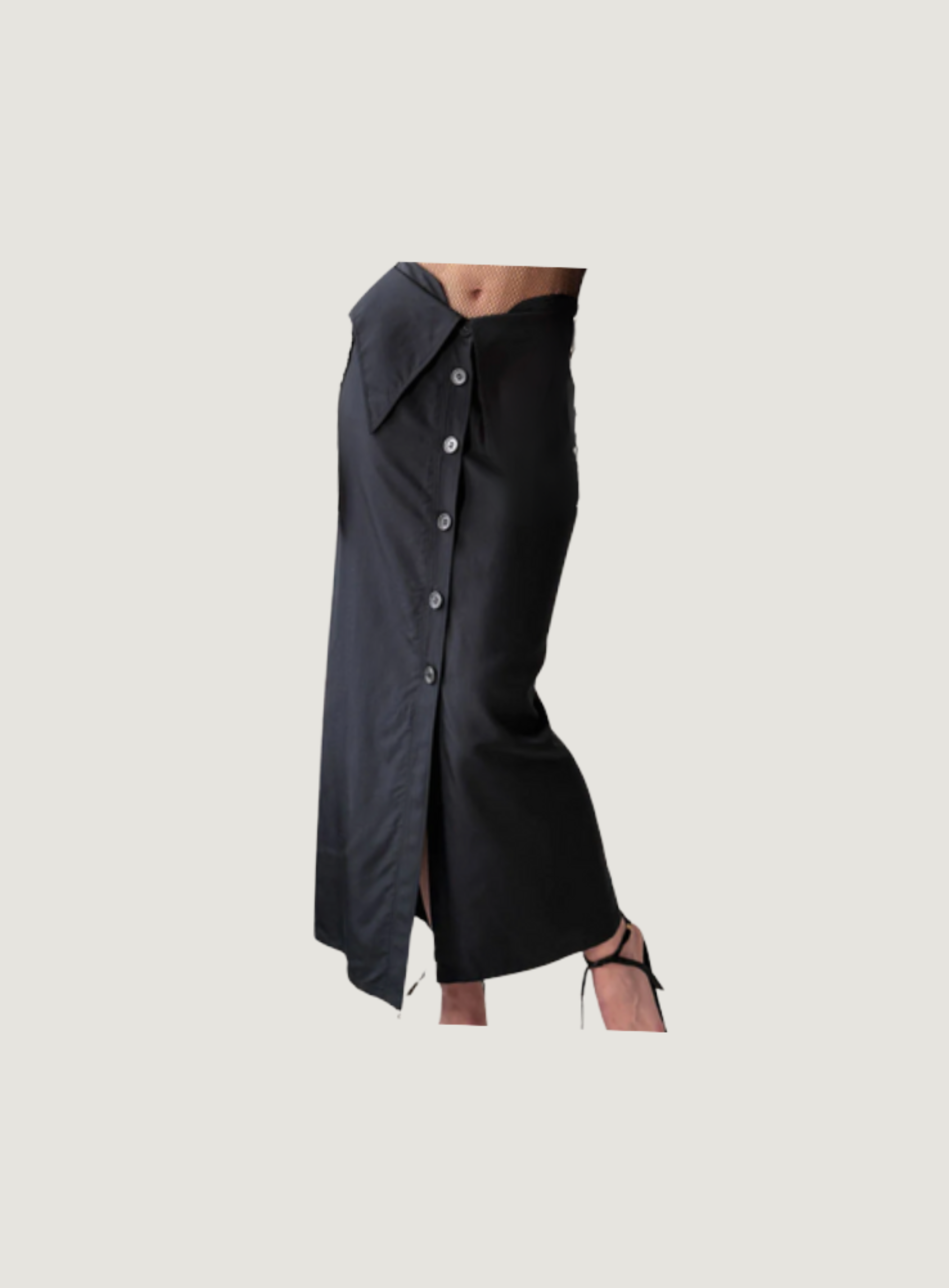 SILK WAIST FLAP BUTTONED SKIRT C. 1990's