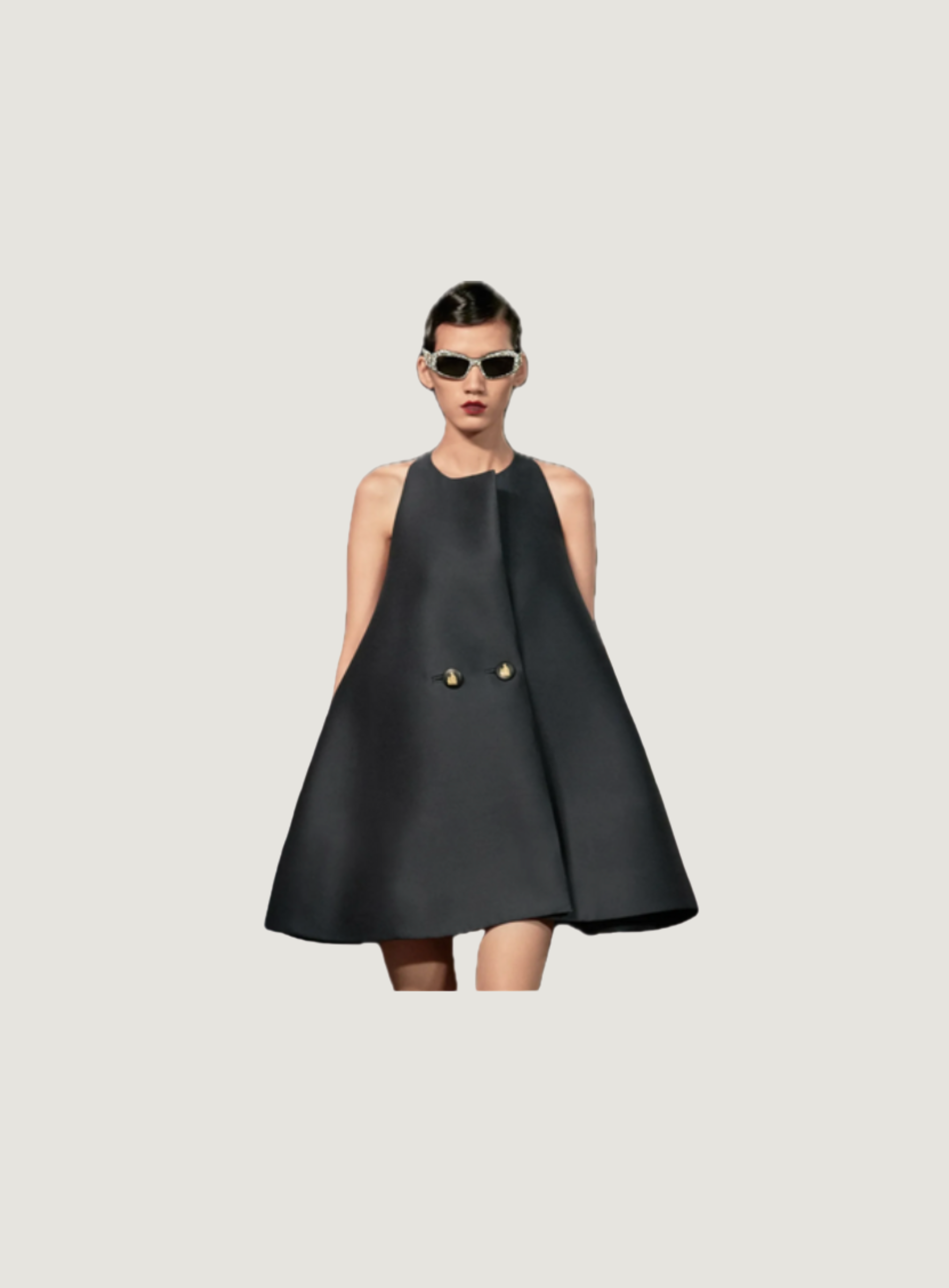 LANVIN NAVY MINI BUTTONED TENT DRESS S/S 2021