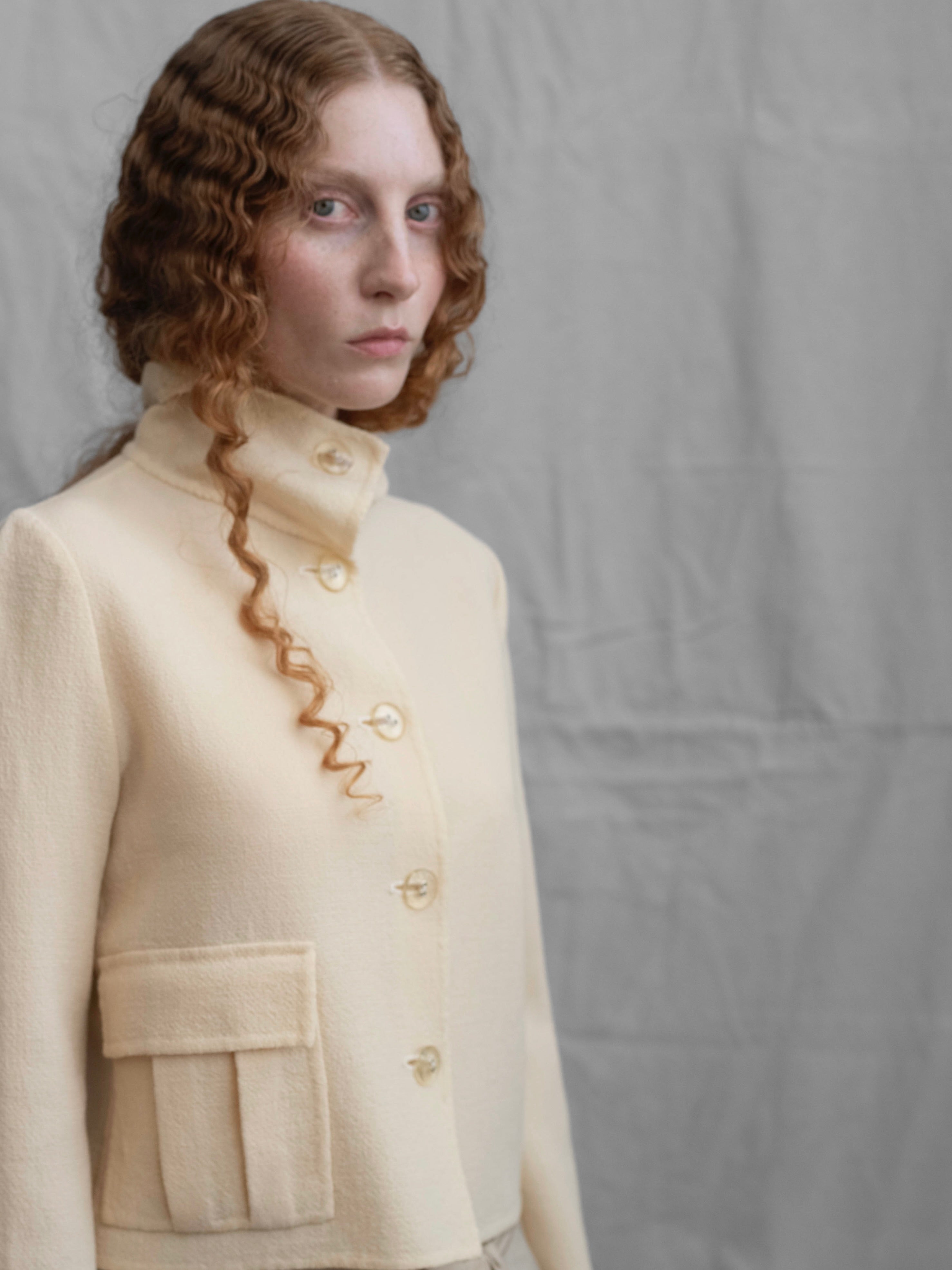 Bill Blass 1970s Ivory Cropped Wool Jacket