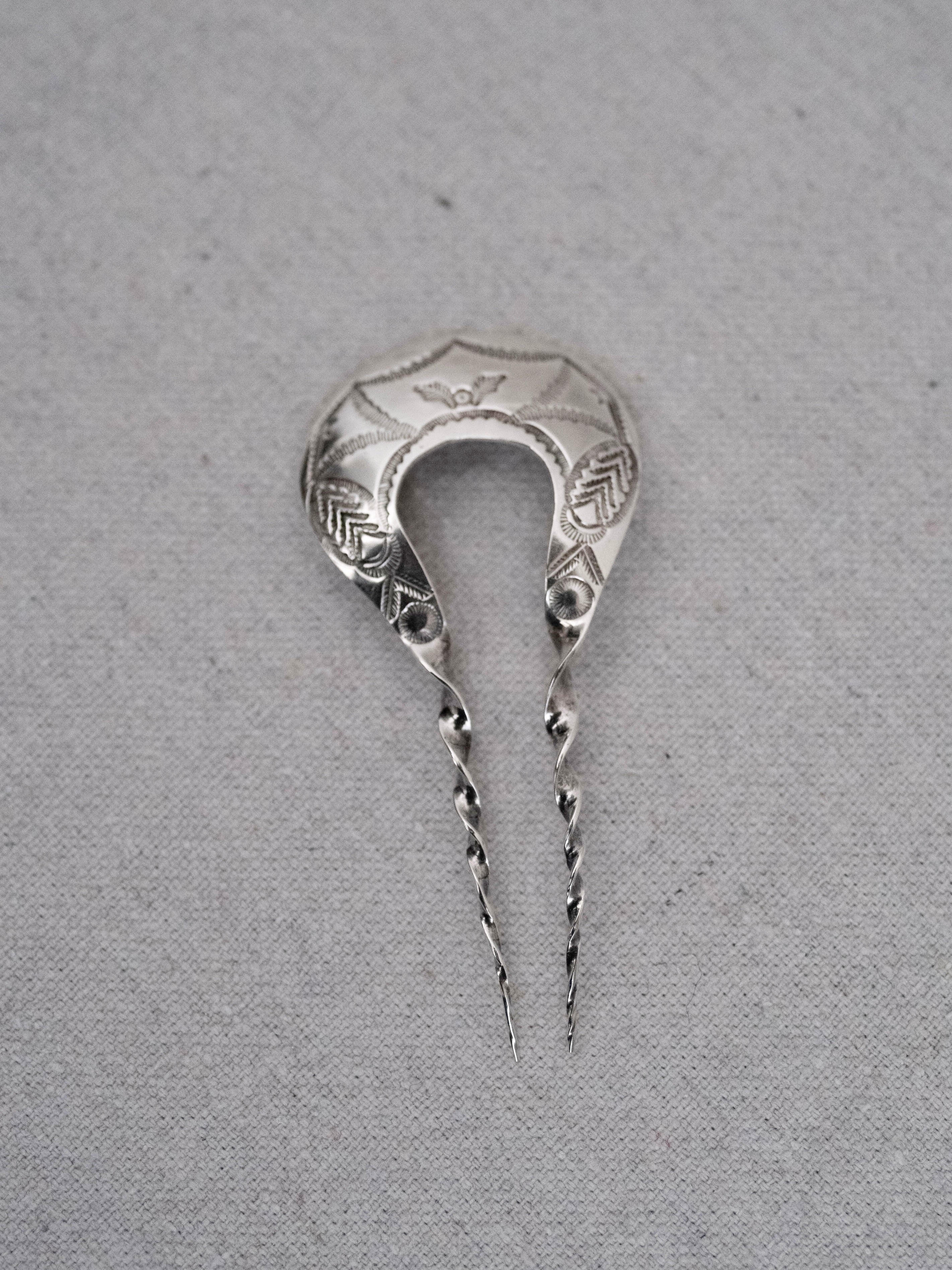 Sterling Silver Foliage Engraved Hair Ornament