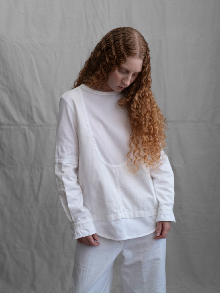 Chloé White Cotton Oxford Bib Shirt