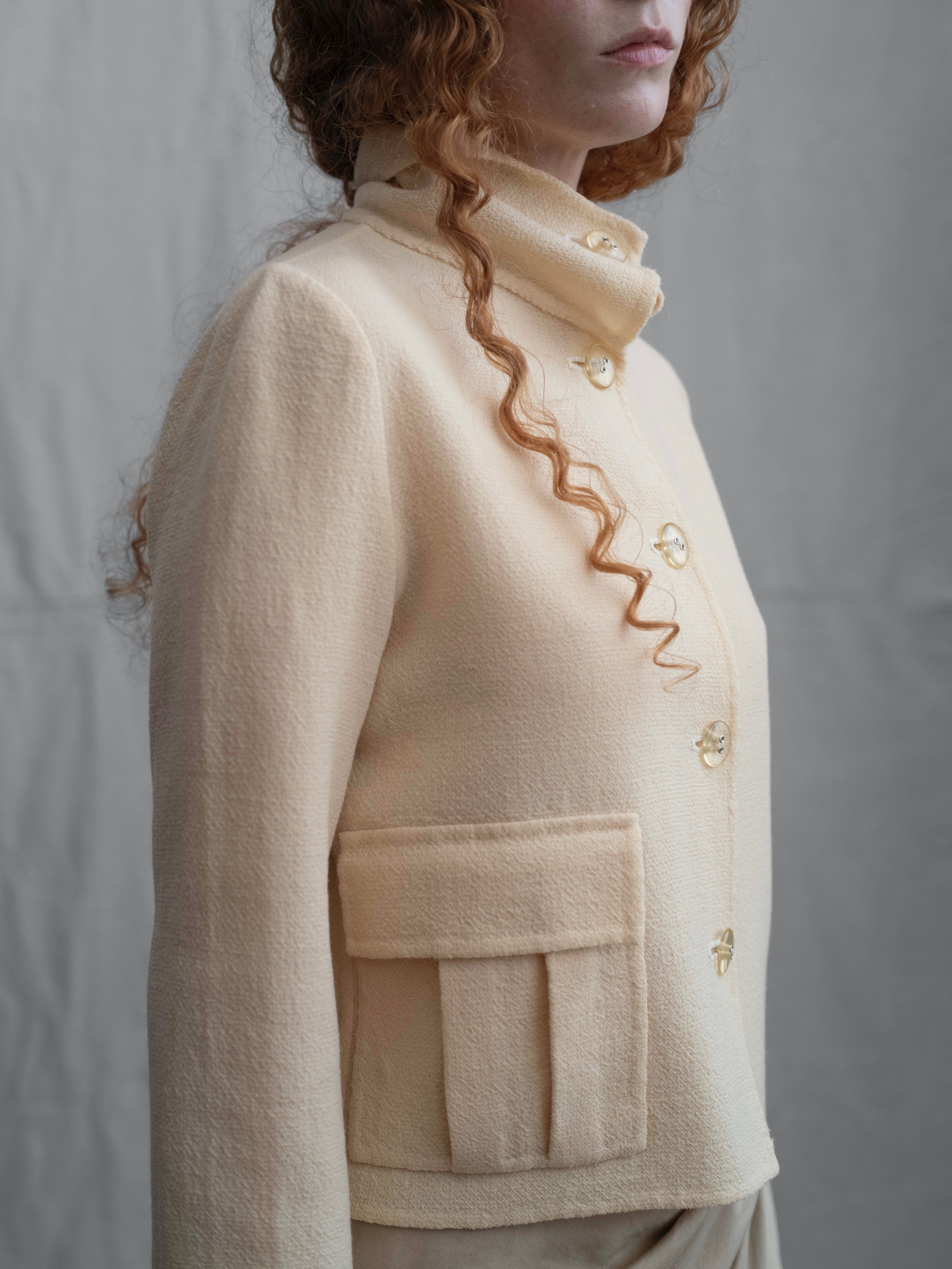 Bill Blass 1970s Ivory Cropped Wool Jacket