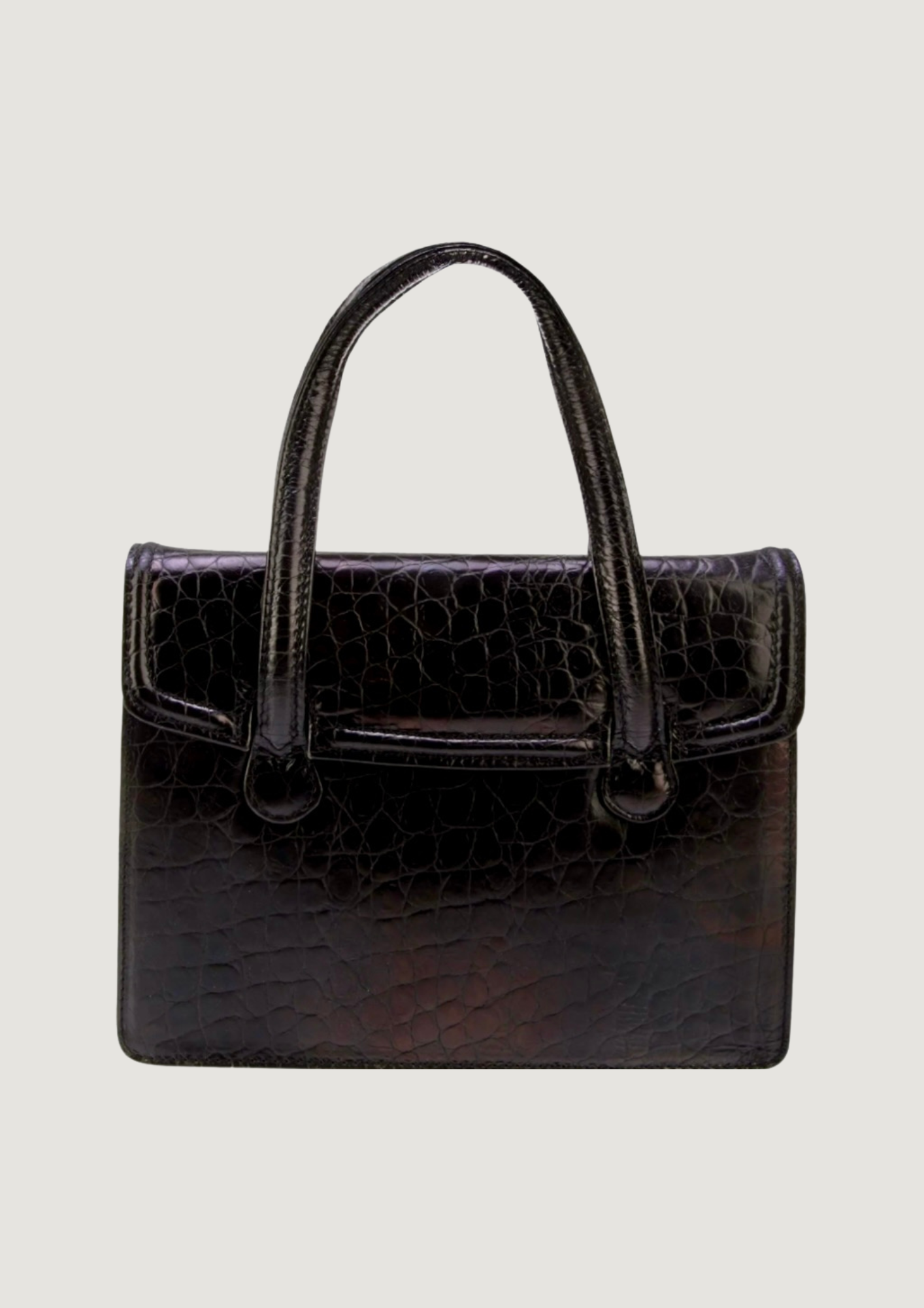 ALLIGATOR EMBOSSED LEATHER HANDLE BAG C. 1960's