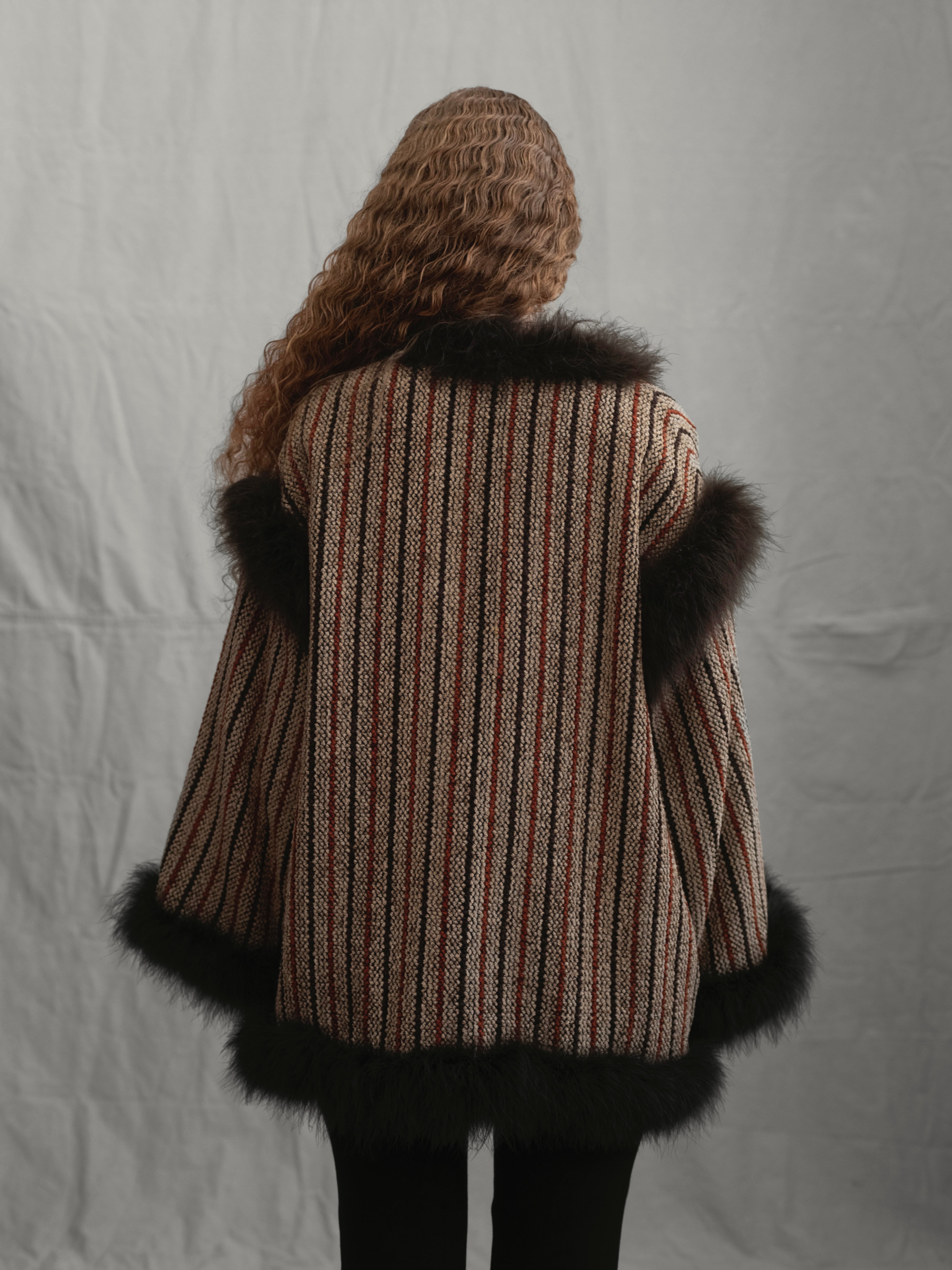 Christian Dior 1970s Marabou Swing Jacket