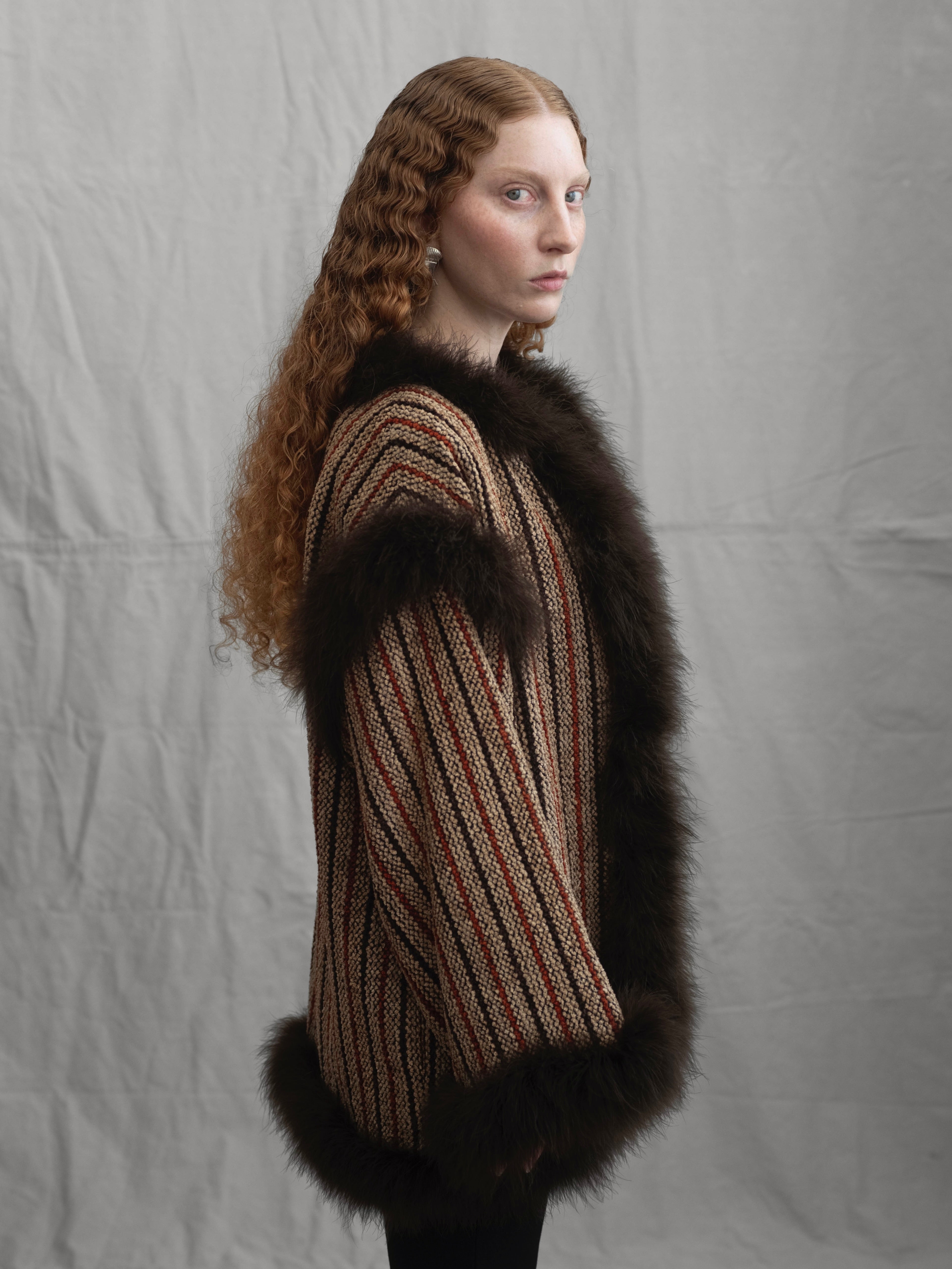 Christian Dior 1970s Marabou Swing Jacket