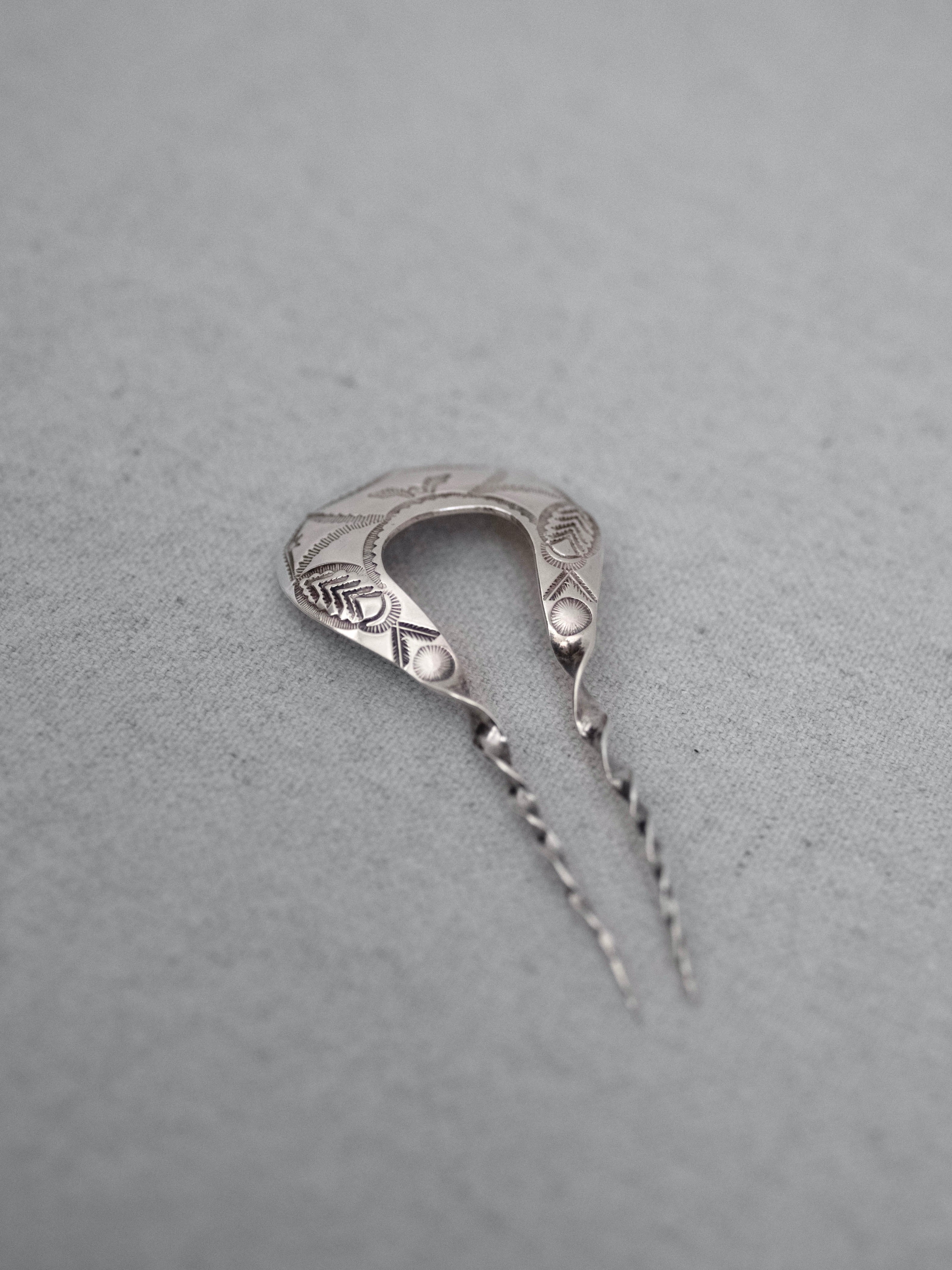 Sterling Silver Foliage Engraved Hair Ornament