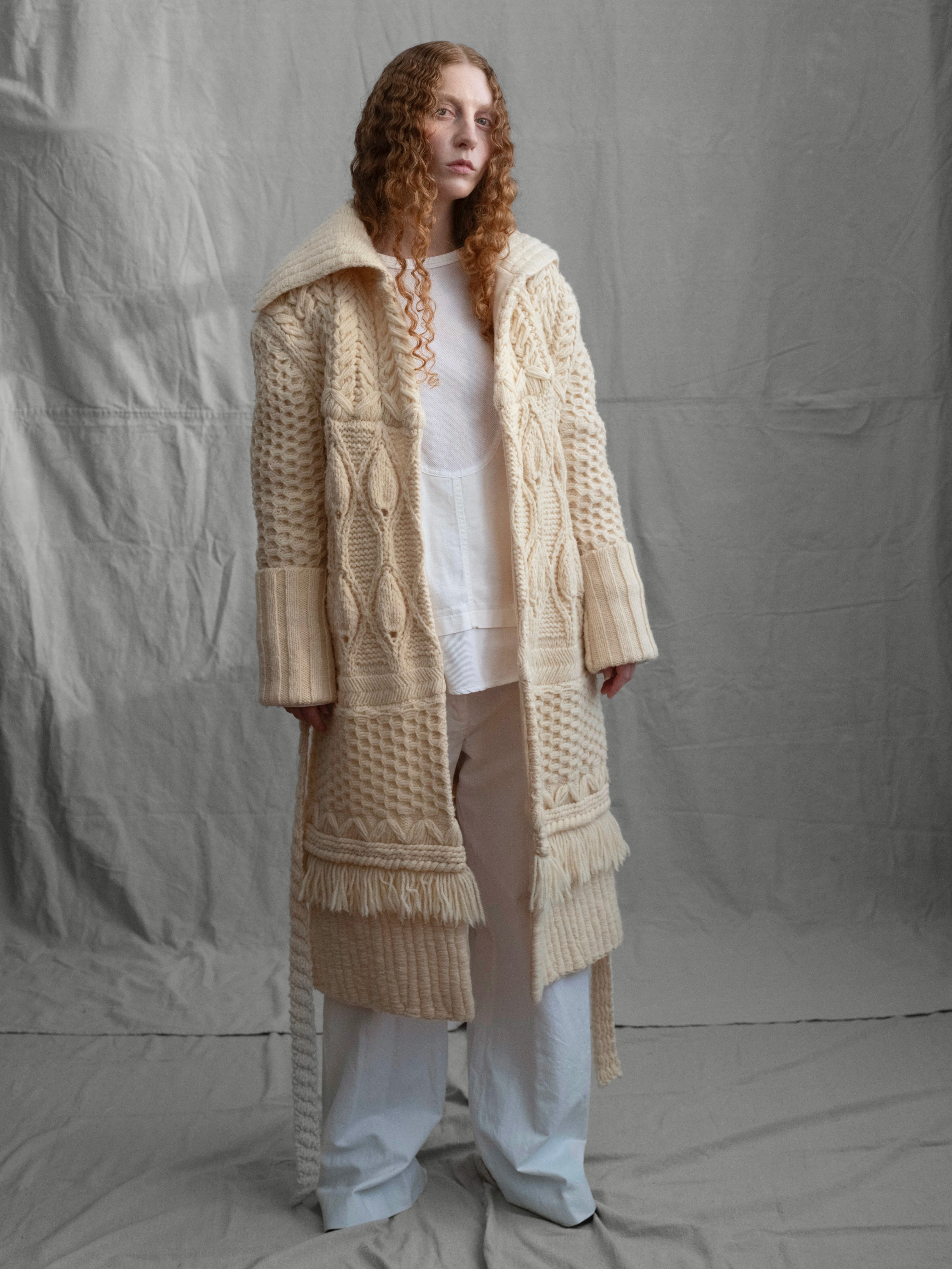 DRIES VAN NOTEN カーディガン オーバーサイズ　Sサイズ Dries Van Noten F/W 2002 Ivory Wool Duster